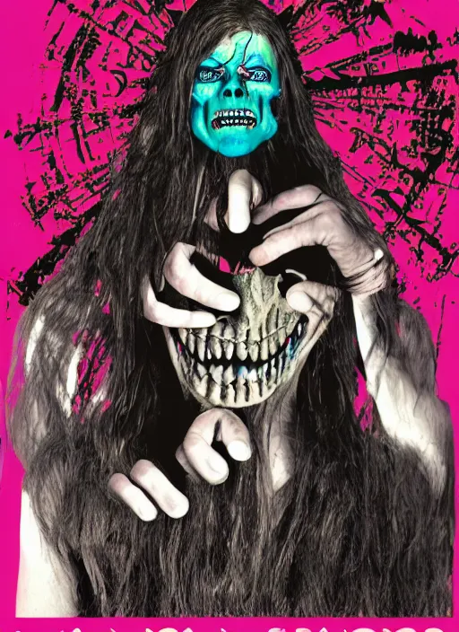 Image similar to a terrifying banshee, graphic design, david carson