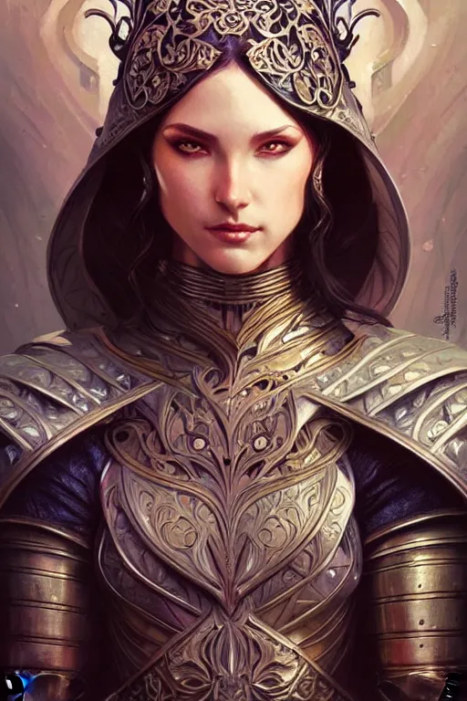 Image similar to Muscular and powerful medieval knight portrait, art nouveau, fantasy, intricate flower designs, elegant, highly detailed, sharp focus, art by Artgerm and Greg Rutkowski