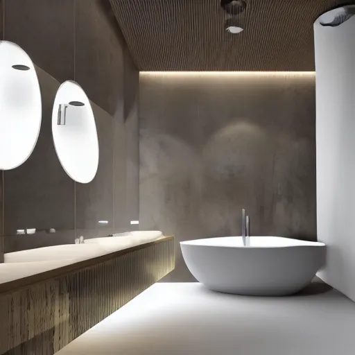 Prompt: very contemporary bathroom design, layout, product illustration