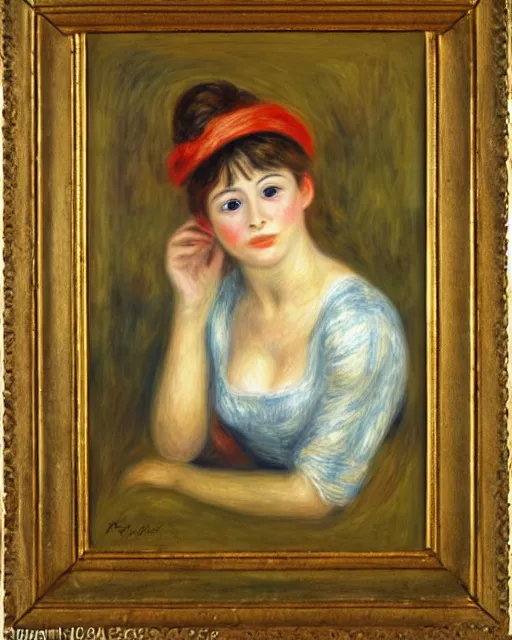 Image similar to portrait of young female, in the style of Pierre-Auguste Renoir
