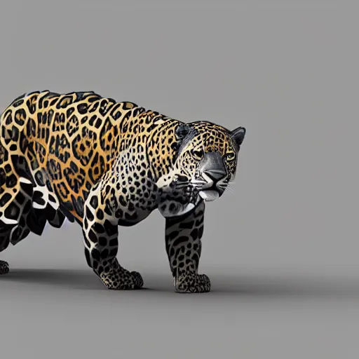 Image similar to a 3d low poly jaguar, realistic, unreal engine, octane render, cycles render