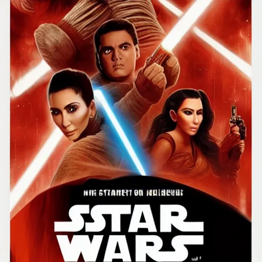 Image similar to super detailed star wars movie poster with ben shapiro, snooki and kim kardashian, 8k full HD photo, cinematic lighting, anatomically correct, oscar award winning, action filled, correct eye placement,