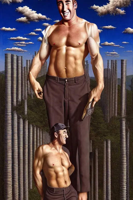 Prompt: hyperrealism billy herrington wallpaper in style of rob gonsalves, giger, araki nobuyoshi