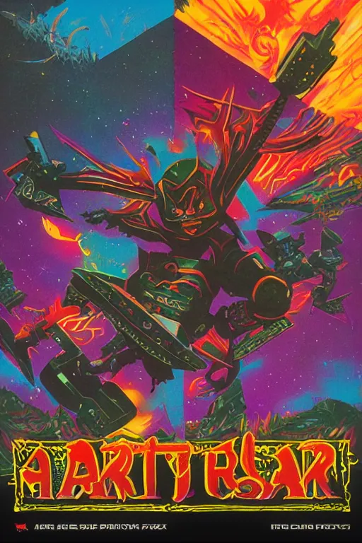 Image similar to atari fantasy box cover design, art by warren chang