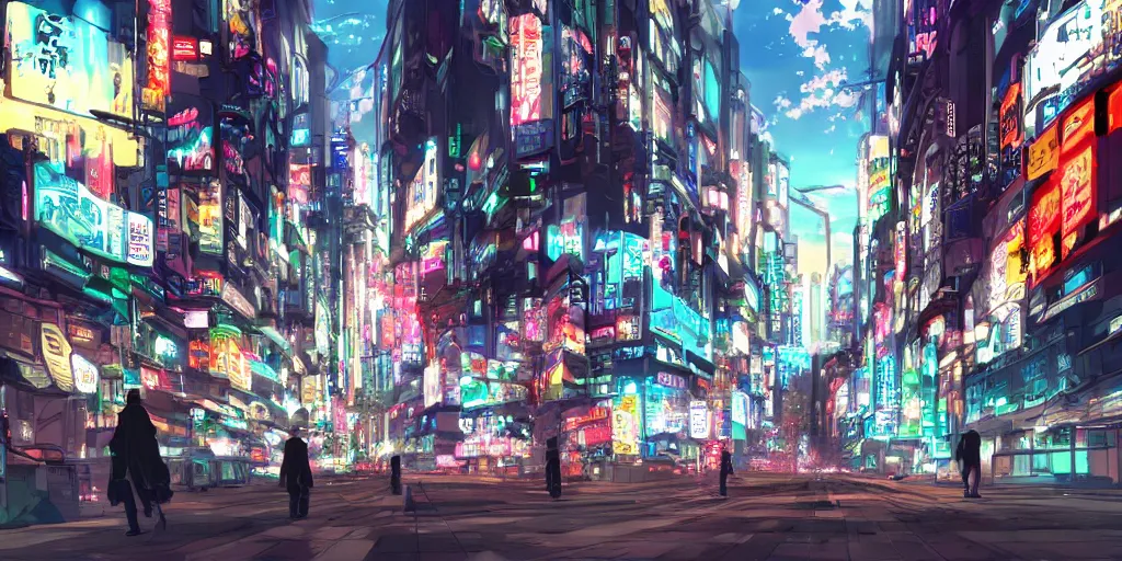 Prompt: Beautiful anime cyberpunk city