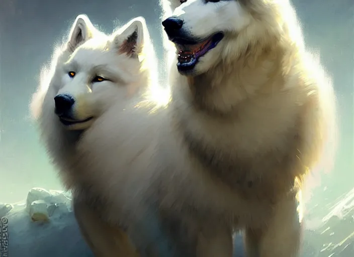 Image similar to samoyed by bayard wu, anna podedworna, gaston bussiere, greg rutkowski