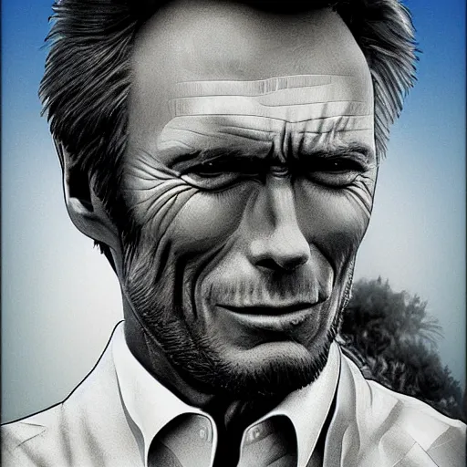 Image similar to clint eastwood new zealand digital art