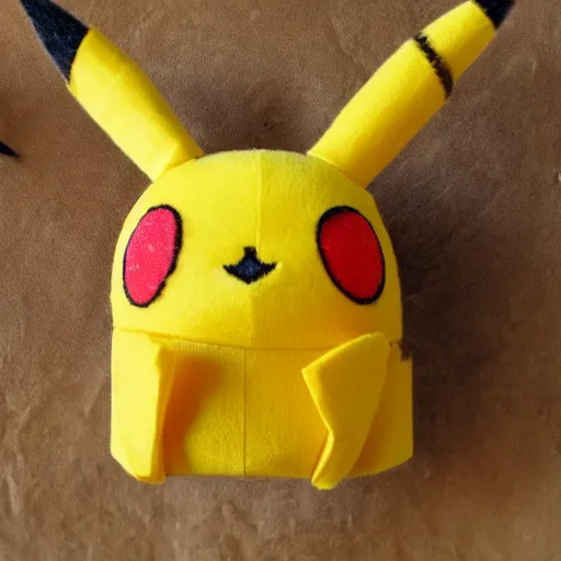 Prompt: a paper towel pikachu