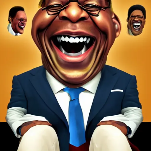 Prompt: Caricature of Jacob Zuma laughing, artstation, detailed, funny