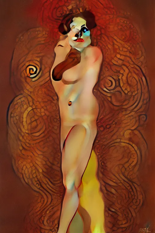 Image similar to Agent carter illustration concept art in the style of gustav klimt