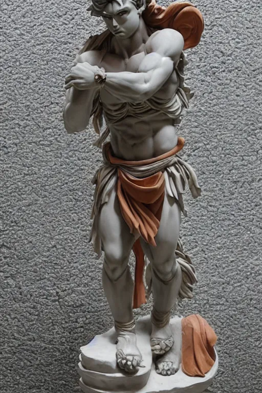 Prompt: roman sculpture of goku