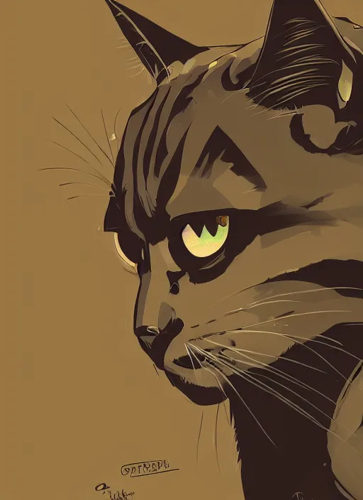 Prompt: concept portrait of cat staring contemptuously at people, artstation, art by petros afshar, tom whalen, laurie greasley and greg rutkowski and ilya kuvshinov