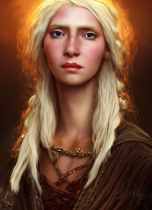 happy blonde peasant woman, fantasy, medieval, vivid | Stable Diffusion ...