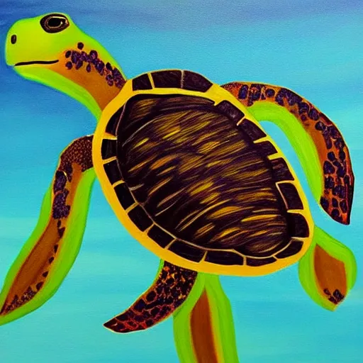 Prompt: a painting of a turtle.