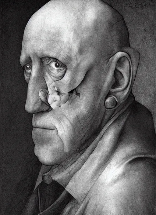 Prompt: mike ehrmantraut by hieronymus bosch, detailed digital art, trending on Artstation