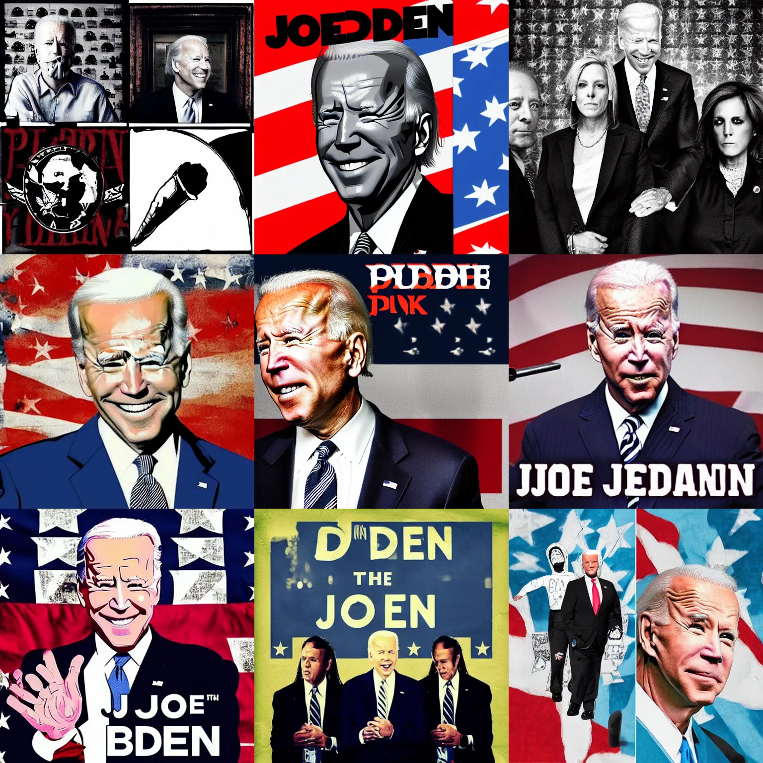 Prompt: album cover of joe biden punk rock band