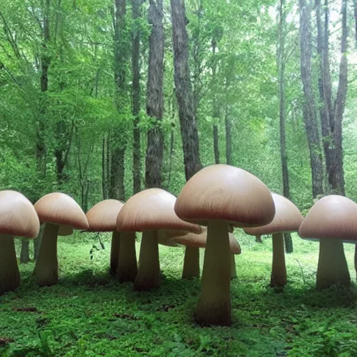 Image similar to beautiful forest of giant mushrooms