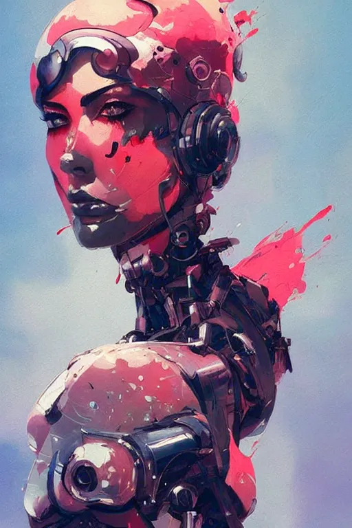 Image similar to a ultradetailed beautiful painting of a stylish female cyborg, by conrad roset, greg rutkowski and makoto shinkai trending on artstation