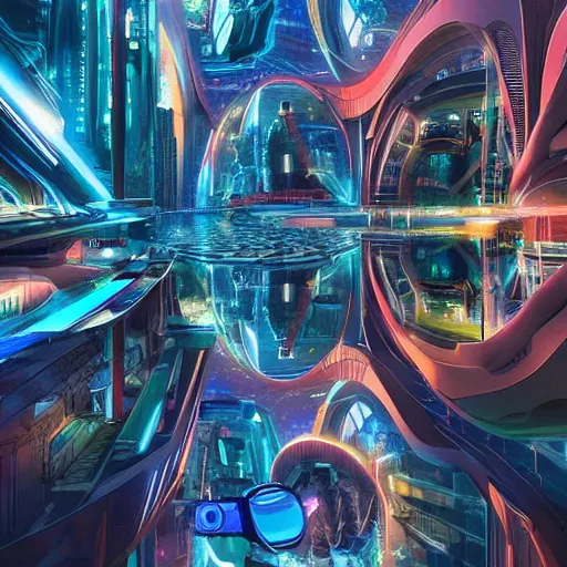 Image similar to a futuristic city is a place where technology has advanced to a point where people have access to everything they need. there are no longer any natural boundaries between humans and machines. people live their lives in virtual reality, and interact with each other via holograms. finnian macmanus ultrarealistic 1 5 0 mpx