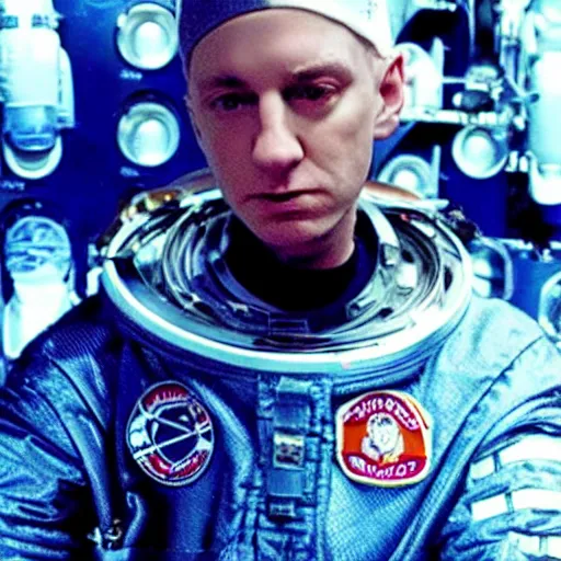 Prompt: Eminem wearing a space suit