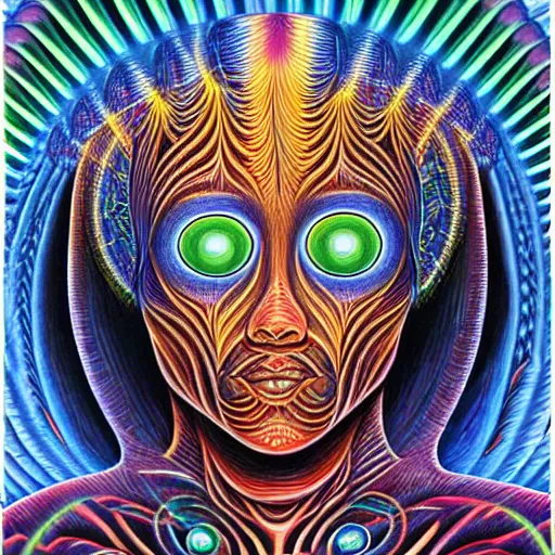 Prompt: Alex Grey art