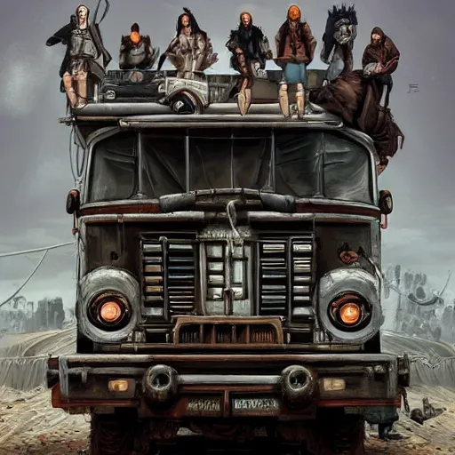 Prompt: a highly detailed epic cinematic concept art CG render digital painting artwork: the back of a steampunk truck in motion. girl in grey hoodie holds onto the back door of the truck. By Greg Rutkowski, Ilya Kuvshinov, WLOP, Stanley Artgerm Lau, Ruan Jia and Fenghua Zhong, trending on ArtStation, made in Maya, Blender and Photoshop, octane render, excellent composition, cinematic atmosphere, dynamic dramatic cinematic lighting, aesthetic, very inspirational, arthouse