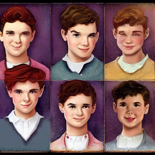 Image similar to Gilbert Blythe from anne with an e as college students, digital art