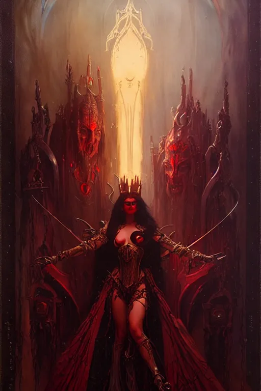 Image similar to the dark magic queen of hearts, dark fantasy by gaston bussiere, bayard wu, greg rutkowski, giger, maxim verehin