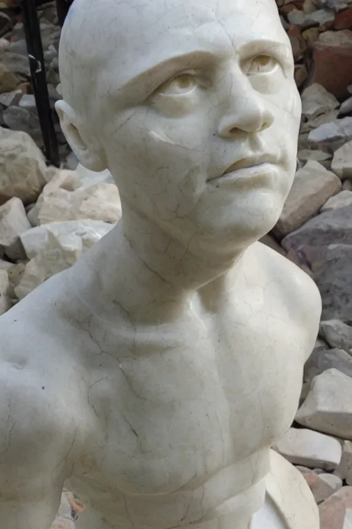 Prompt: marble sculpture looking lost