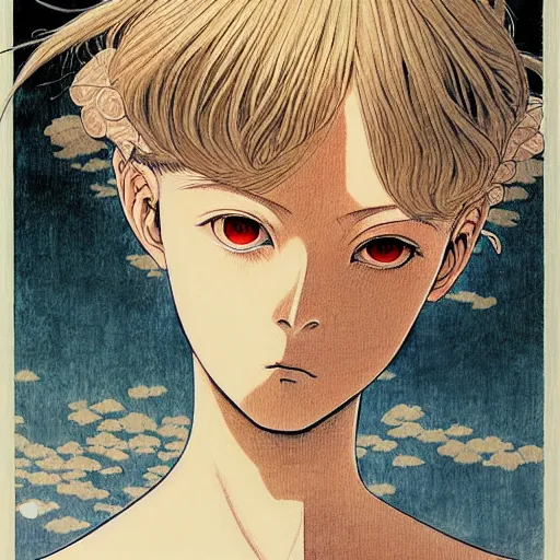 Image similar to prompt: Portrait painted in Miyazaki color style drawn by Katsuhiro Otomo and Takato Yamamoto, inspired by Fables, china doll face, smooth face feature, intricate oil painting, high detail, sharp high detail, manga and anime 2000