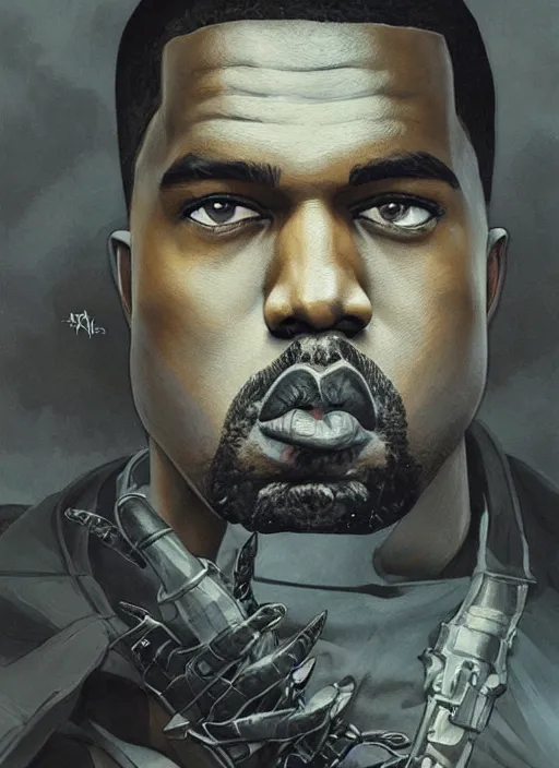 Image similar to Portrait of Kanye West defeating Pete Davidson, marvel comics, dark, intricate, highly detailed, smooth, artstation, digital illustration by Ruan Jia and Mandy Jurgens and Artgerm and Wayne Barlowe and Greg Rutkowski and Frank Frazetta