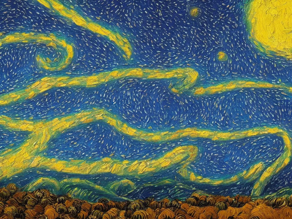 Prompt: trending on artstation, the Milky Way galaxy, oil on canvas, in the style of Vincent van Gogh