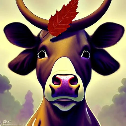 Image similar to epic professional digital art of 🐄🐭!!!!!!!!!🍁, best on artstation, cgsociety, wlop, cosmic, epic, stunning, gorgeous, much detail, much wow, masterpiece W 1024