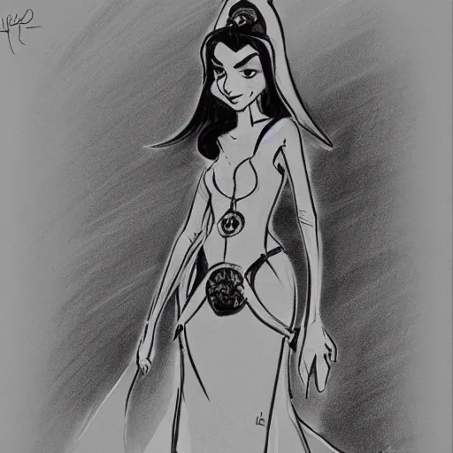 Image similar to milt kahl sketch of victoria justice with curvy body as princess padme from stars wars episode 3