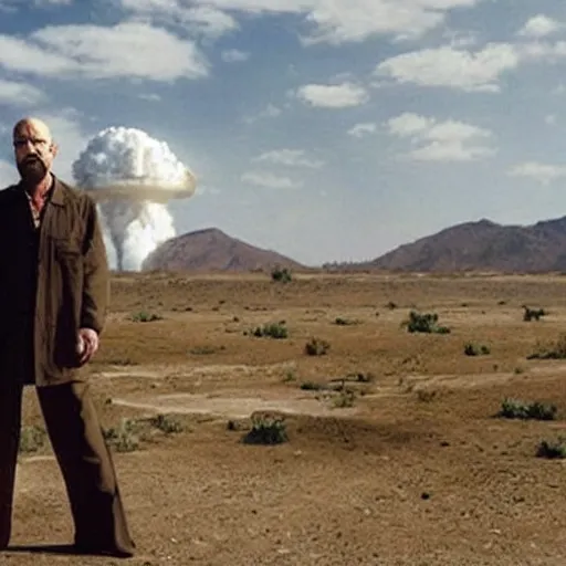 Prompt: walter white dropping a nuclear bomb on south asia