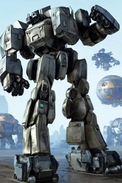 Image similar to mechwarrior 5 : mercenaries mech megaman transformer robot boss tank engine game octane render, 4 k, hd 2 0 2 2 3 d cgi rtx hdr style chrome reflexion glow fanart, global illumination ray tracing hdr fanart arstation by sung choi and eric pfeiffer and gabriel garza and casper konefal pixar and disney unreal zbrush central hardmesh