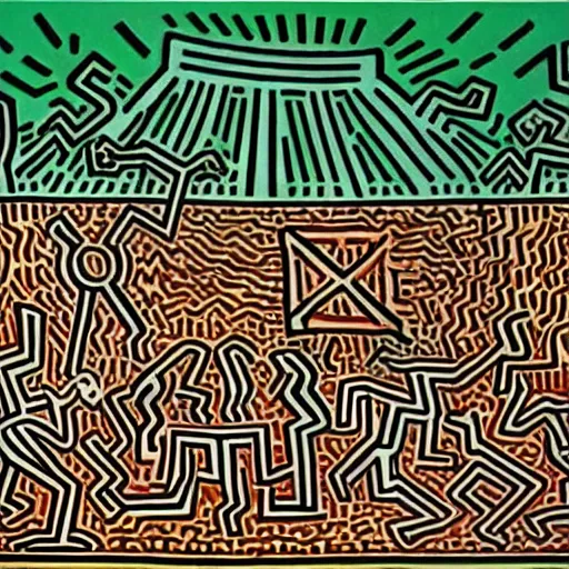 Prompt: Vietnamese wilderness by Keith Haring.