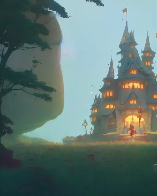 Image similar to fantasy castle, cory loftis, james gilleard, atey ghailan, makoto shinkai, goro fujita, studio ghibli, rim light, exquisite lighting, clear focus, very coherent, plain background, soft painting