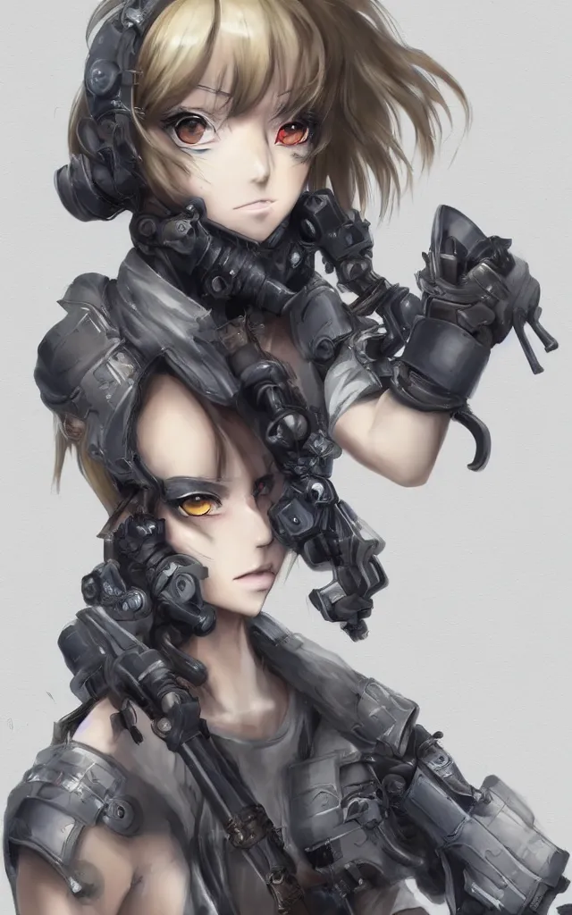 Image similar to anime beautiful female chimera, full round face, full body, post apocalyptic setting, futuristic, medium shot, mid-shot, highly detailed, trending on Artstation