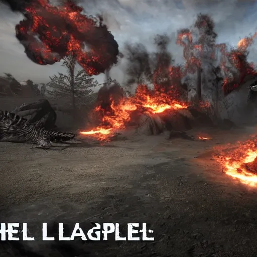 Image similar to hell apocalypse unreal engine, trending, 8 k