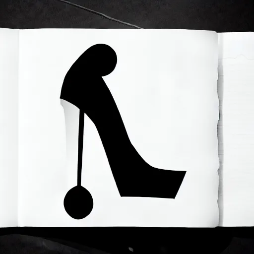 Image similar to book illustration of huge and hungry monster with women's legs wearing high heels, book illustration, monochromatic, white background, black and white image