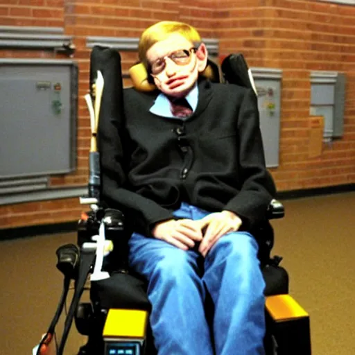 Prompt: stephen hawking playing lazer tag
