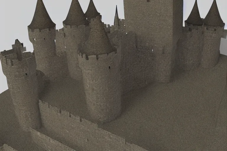 Prompt: a rendered completed castle