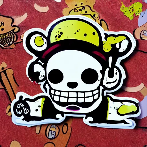 Image similar to die cut sticker, tony chopper of one piece, splatter paint