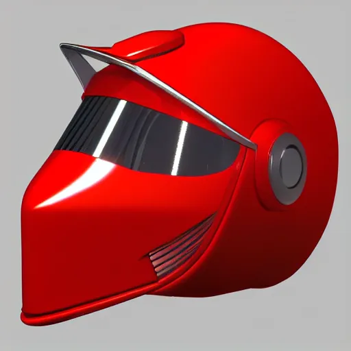 Prompt: Tokusatsu character based on Ferrari, red mechanical body, chest plate with Ferrari logo, stylized motorcycle helmet | unreal engine | 3D model