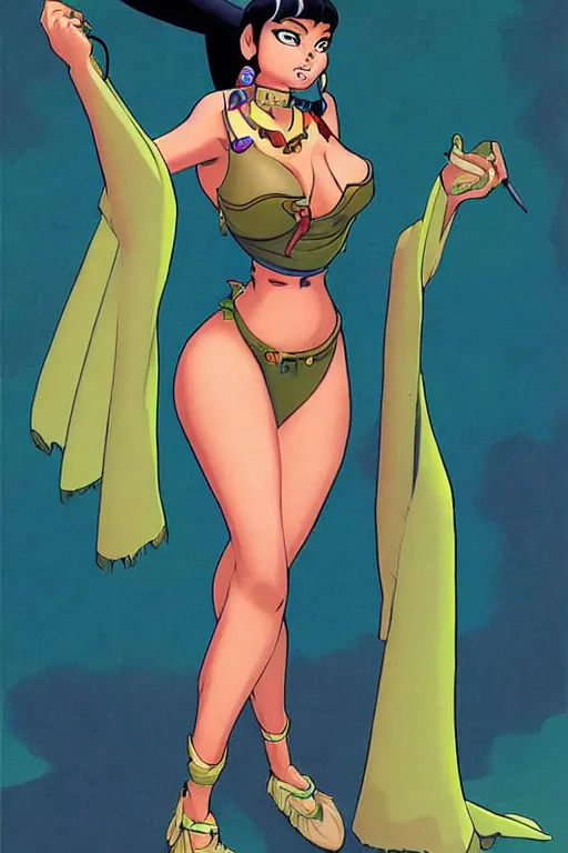 Image similar to chel from the emperor's new groove, art by masamune shirow