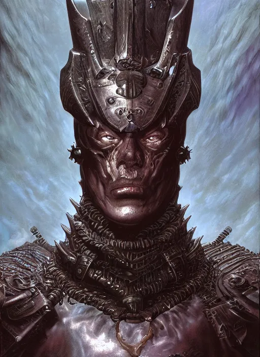 Image similar to hyper realist render of a portrait of dark king by wayne berlowe