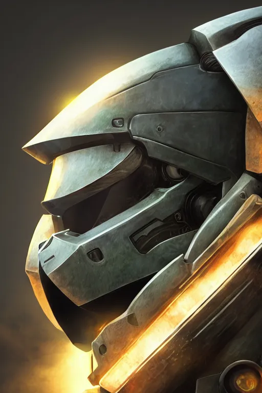 Image similar to robot ninja mask helmet halo master chief radiating a glowing aura global illumination ray tracing hdr fanart arstation by ian pesty and katarzyna da „ bek - chmiel