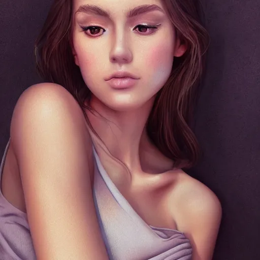 Prompt: a sad gorgeous female, photo, professionally retouched, soft lighting, wearing sundress, illuminated by moonlight, realistic, smooth face, tanned goddess, luscious lips, perfect eyes, wide angle, sharp focus on eyes, 8 k high definition, insanely detailed, intricate, elegant, art by artgerm and wlop