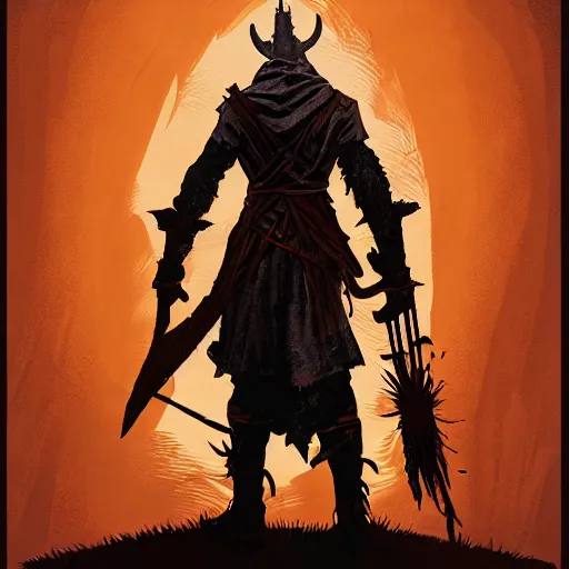 Image similar to an ultra detailed vector image of solaire of astora dressed as the hunter from bloodborne, concept art by alphonse mucha and greg rutkowski, praise the blood moon, octane render, liminal space